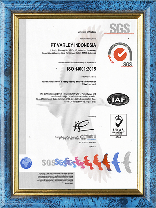 ISO 14001:2015 - Sertifikat ISO 14001:2015  PT Varley Indonesia